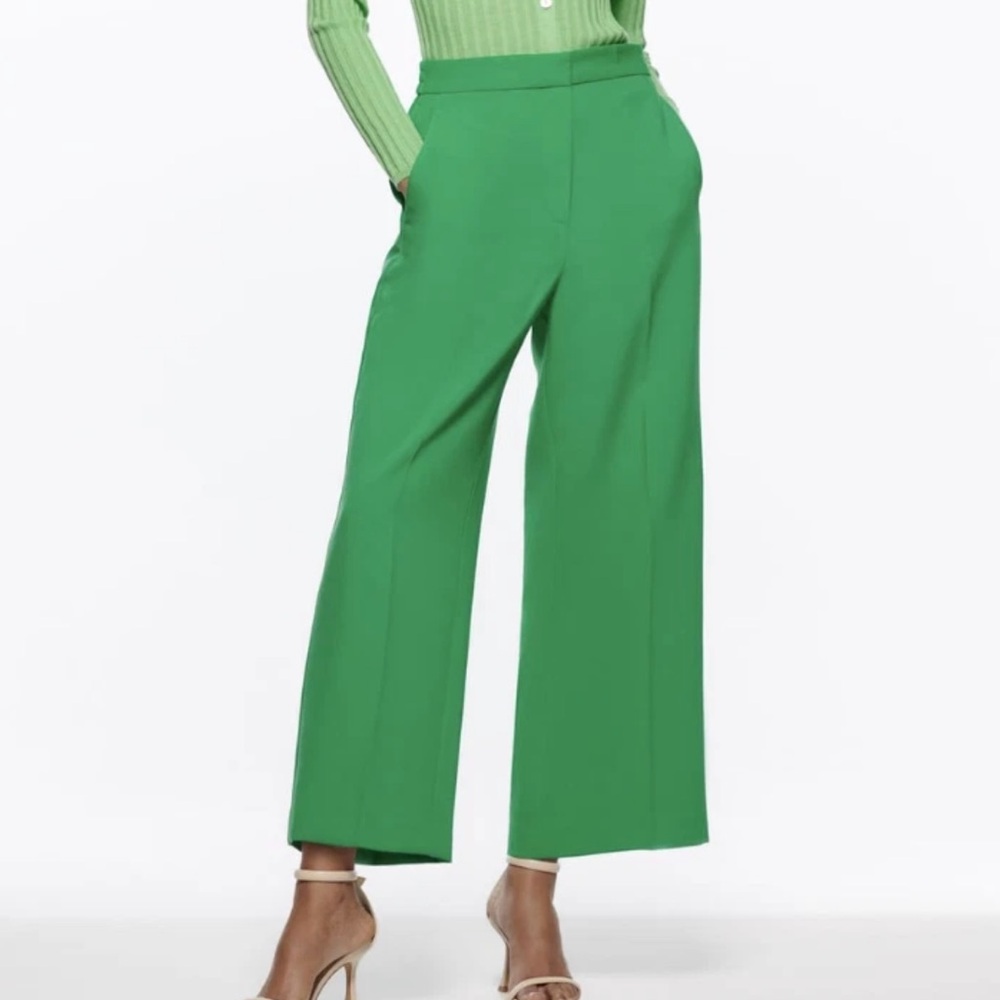 Zara Vibrant Green Wide-Leg Pants
